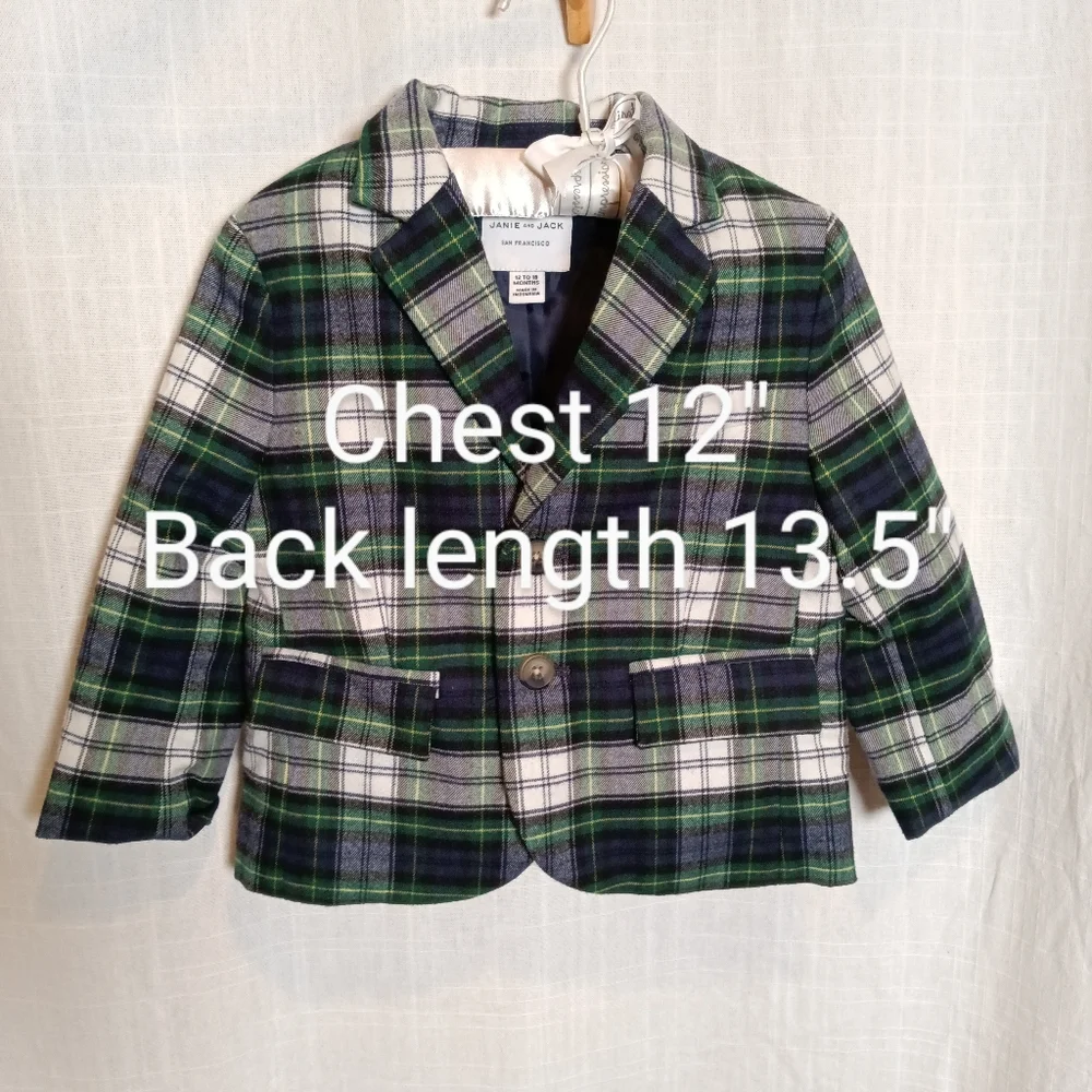 Janie&Jack Flannel Tartan Plaid Blazer Sport Coat Size 12-18M